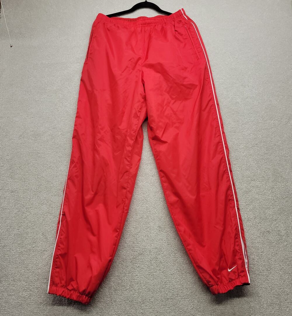 Nike Team Red Windbreaker Track Pants Men's Large Large Nylon Zip Ankle Y2K